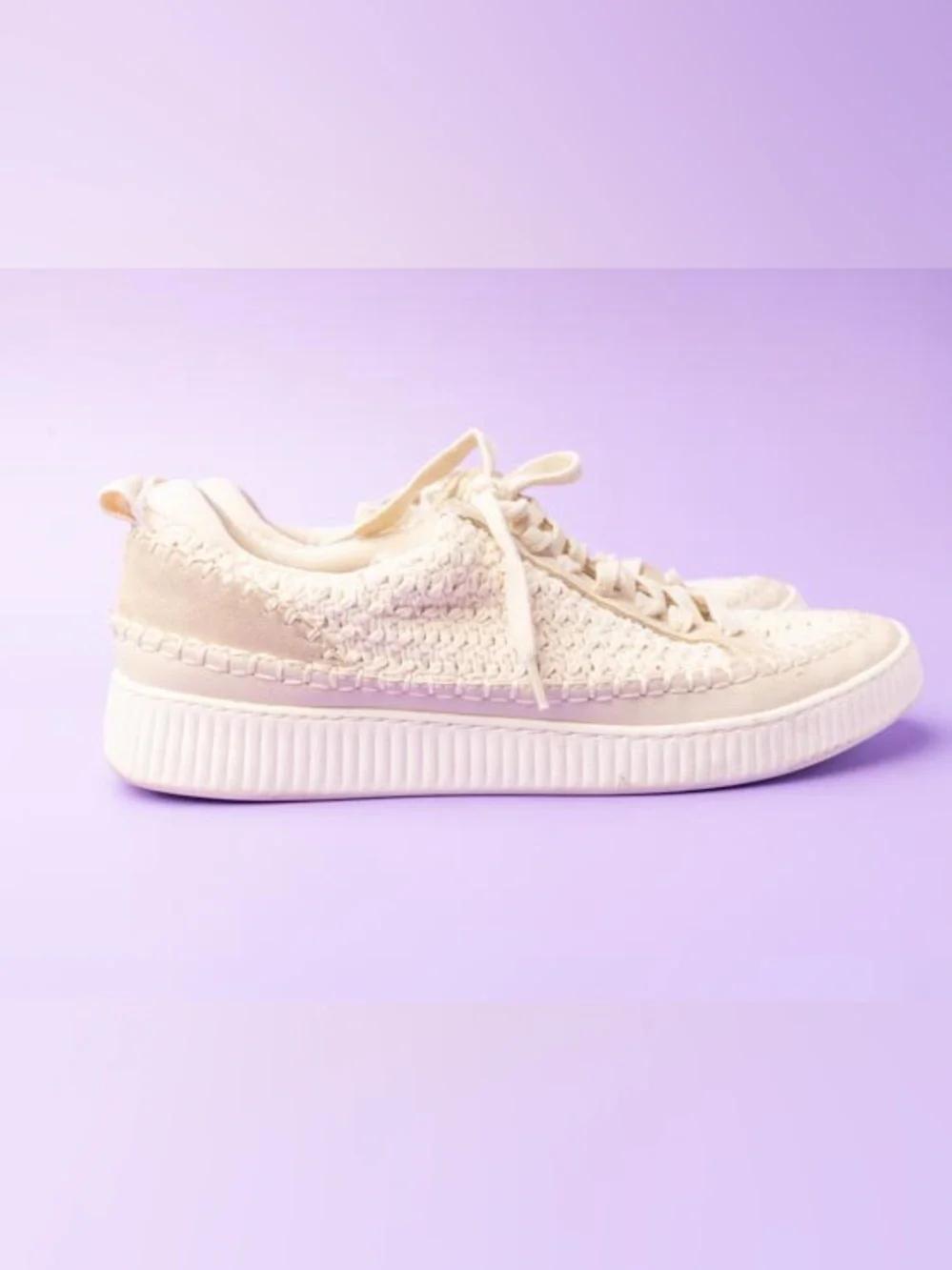 Dolce Vita Cream Woven Platform Sneakers - Picture 1 of 11